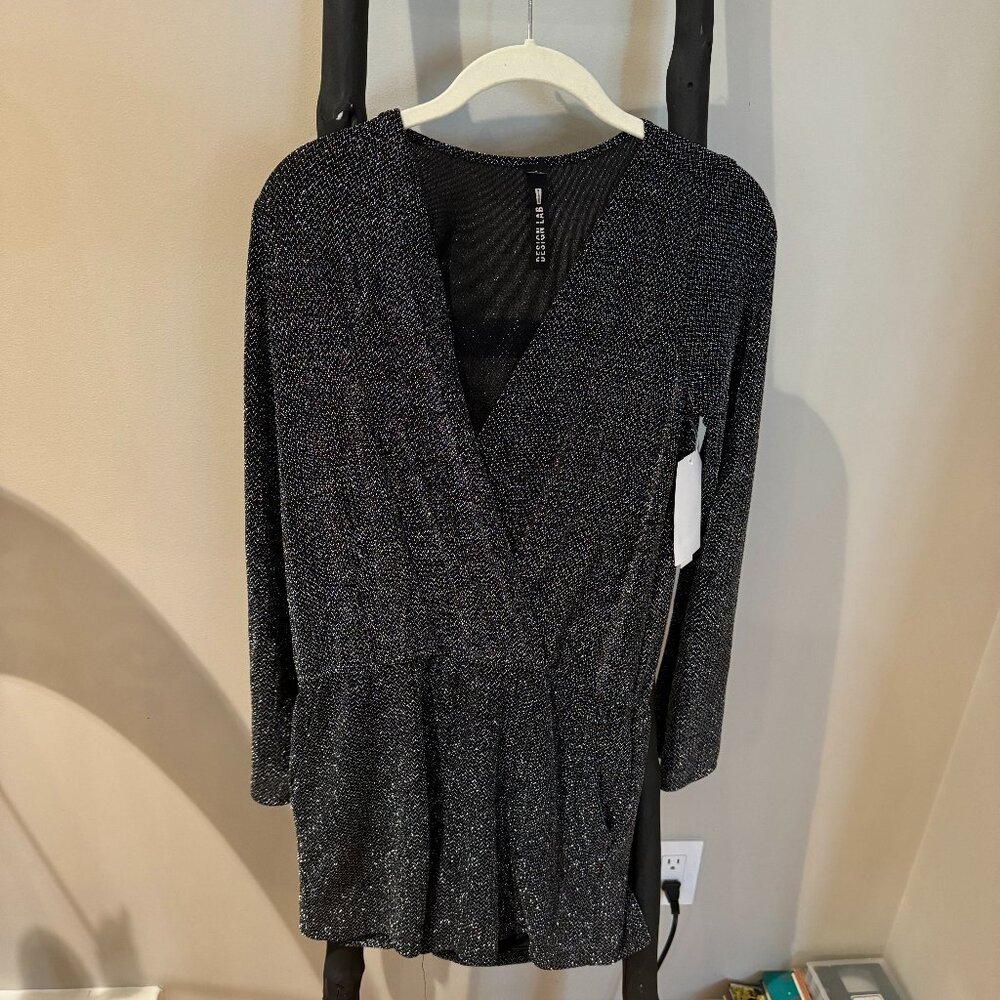 Design Lab Black Sparkly V-Neck Romper